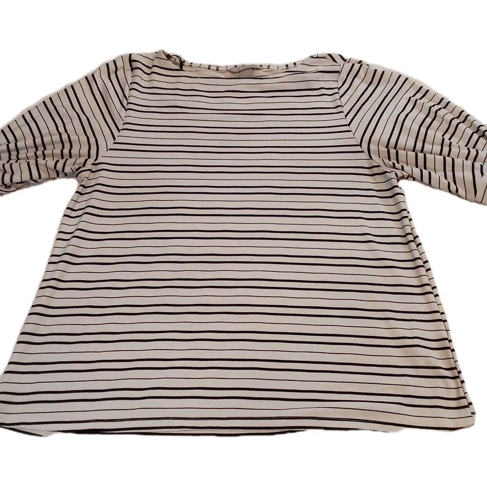 Women H&M Black White‎ Stripe Blouse Lightweight Size Large